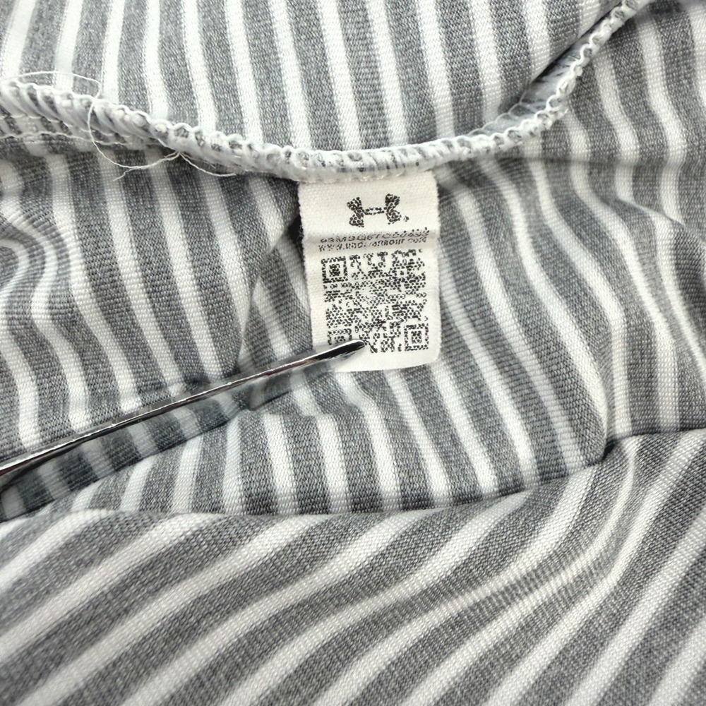 Under Armour Polo Shirt Mens XL Gray Striped HeatGear Loose Fit Golf Activewear - Picture 7 of 8